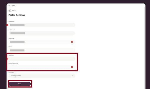 edit profile settings